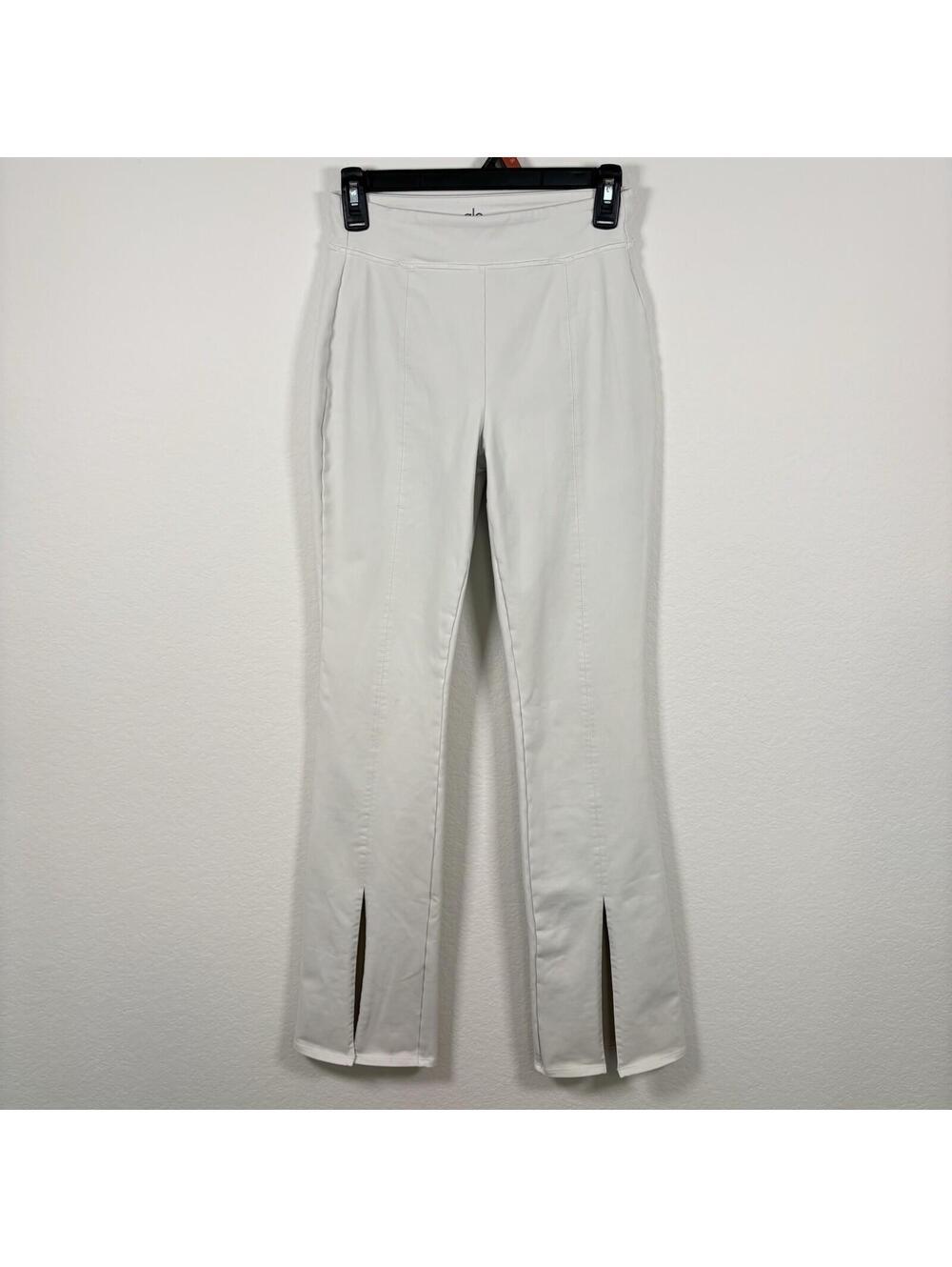 Alo Yoga High Waist Airbrush Flutter Flare Leggings Pants Split Hem Slit White S